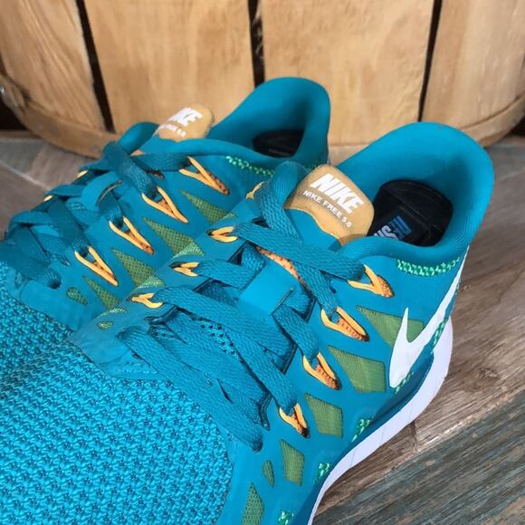 Nike Free 5.0 Turquoise Orange White 642199-303 Running Shoes Womens Size 6.5 - Picture 10 of 11
